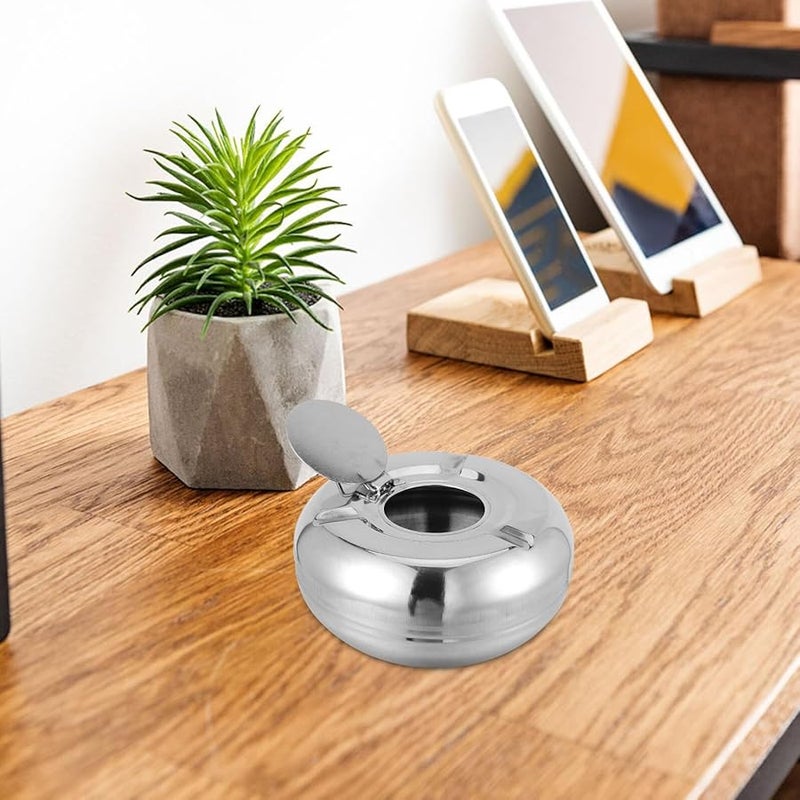 علبة سجائر معدنية محمولة من الفولاذ المقاوم للصدأ مقاومة للرياح بغطاء للاستخدام الداخلي والخارجي - Image 3