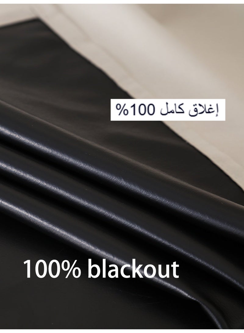 2 Panels 100% Blackout Curtains Solid Color Beige Eyelet Curtain Modern Minimalist Darkening Long Bedroom Thermal Insulated Grommet Top Window Curtains Drapes for Bedroom Living Room - Image 4
