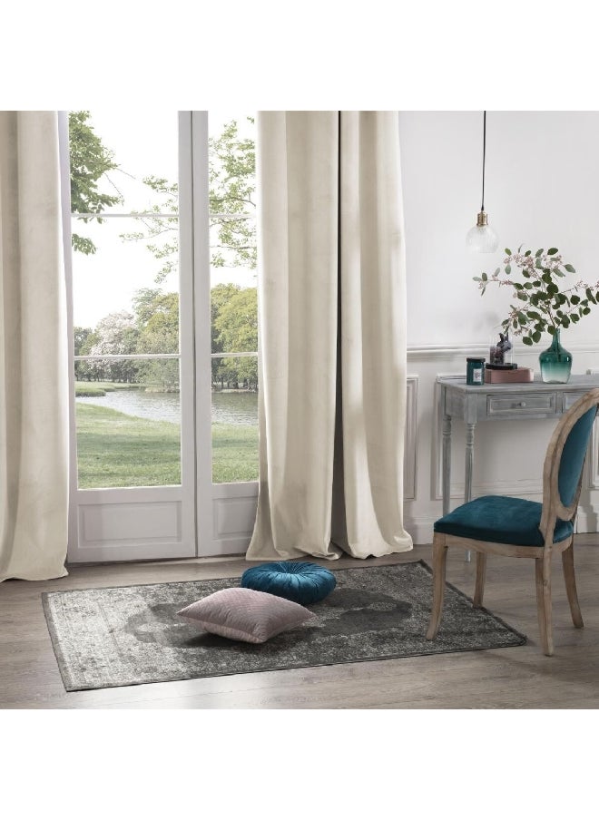 atmosphera 8-Eyelet Polyester Black Out Curtain Ivory 140 x 260 cm 163910A  - Image 4
