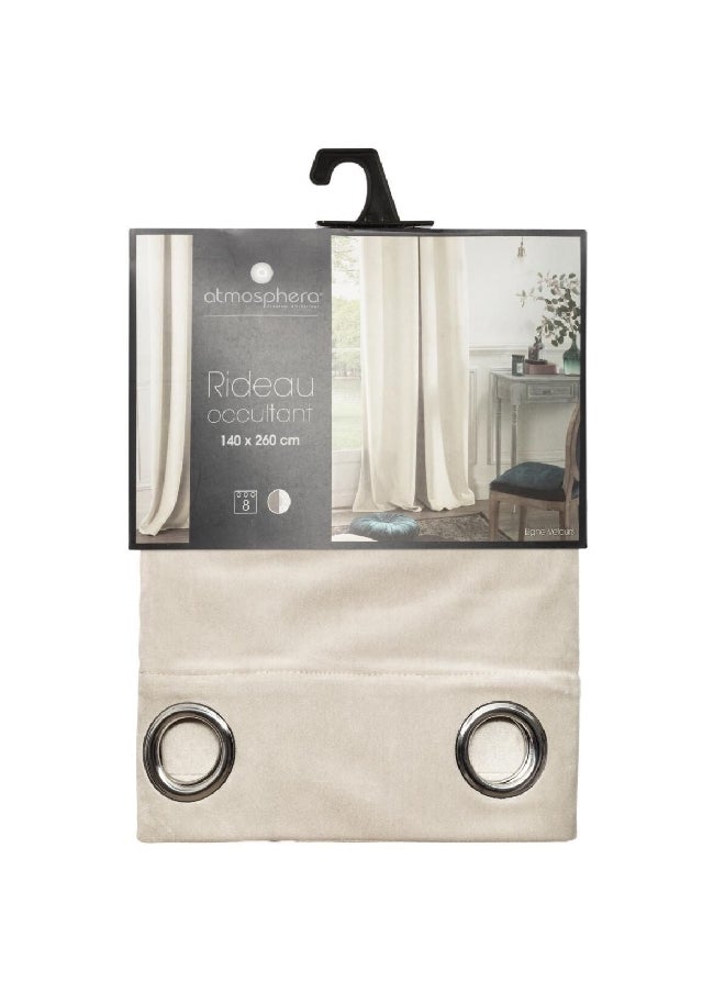 atmosphera 8-Eyelet Polyester Black Out Curtain Ivory 140 x 260 cm 163910A  - Image 1