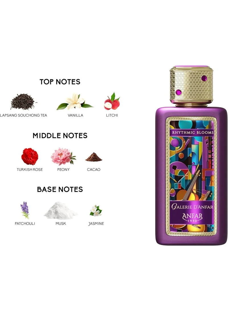 Anfar  Anfar Galerie d’Anfar Rhythmic Blooms Eau de Parfum 100ml – Long Lasting Unisex Floral Gourmand Perfume with Tea, Vanilla & Litchi  | Best Price UAE