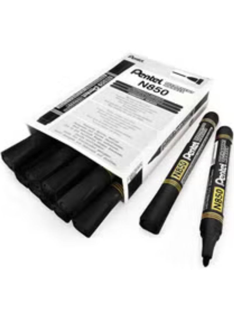 Pentel 12-Piece Permanent Marker Bullet Tip Black Ink - Image 1