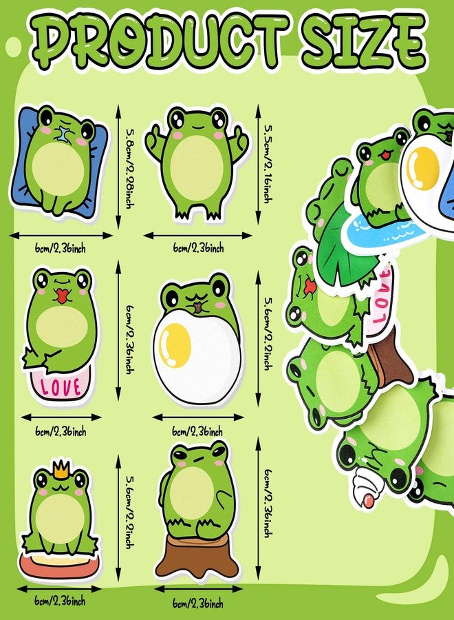 Yinder 24 Pads Cute Sticky Notes Kawaii Fun Animal Sticky Notes Pads Bulk Cartoon Memo Self Adhesive for Veterinary Gift Office School Tab Party Supplies(Frog) - Image 2
