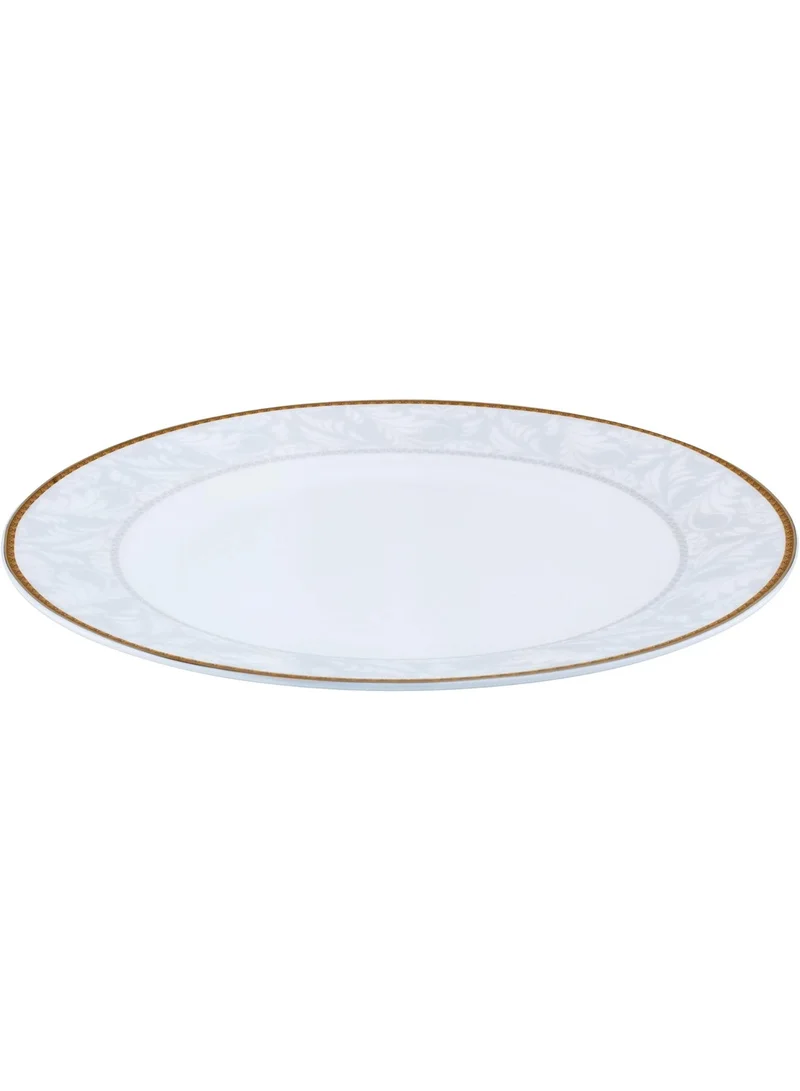 Shallow Shallow Porcelain Dessert Plate 20cm with Gold Rim | Elegant White Serving Plate for Cakes & Desserts