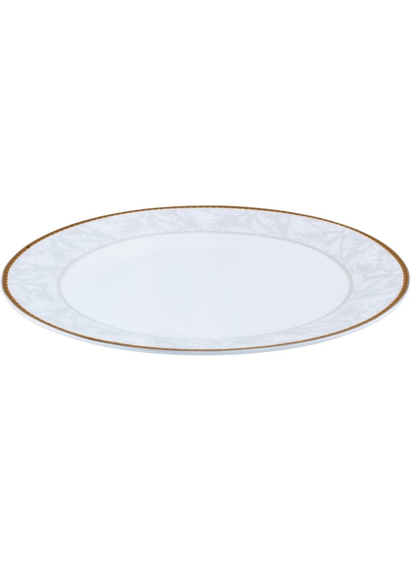 Shallow Porcelain Dessert Plate 20cm with Gold Rim | Elegant White Serving Plate for Cakes & Desserts - Image 1