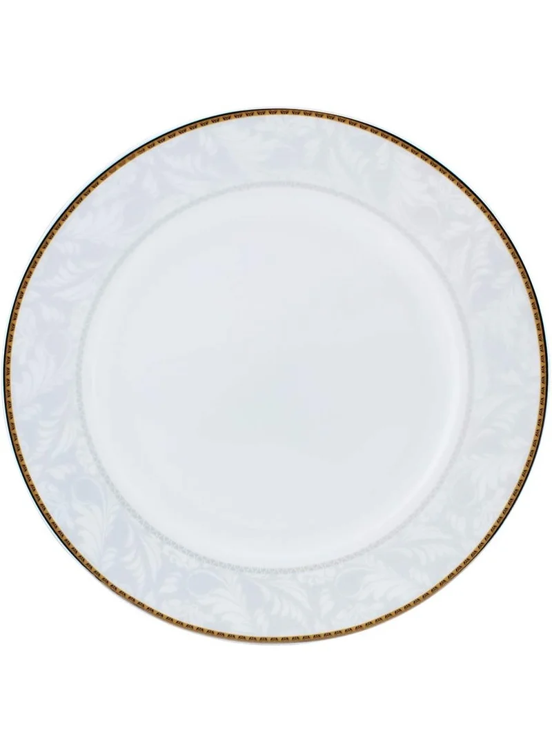 Shallow Shallow Porcelain Dessert Plate 20cm with Gold Rim | Elegant White Serving Plate for Cakes & Desserts
