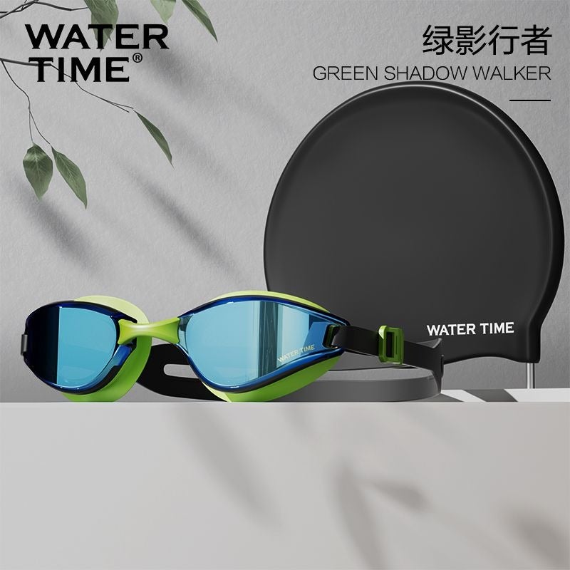 WaterTime Competitive Swimming Goggles Anti-Fog Waterproof HD Unisex Racing Electroplated Scratch-Resistant with Swim Cap - Image 1