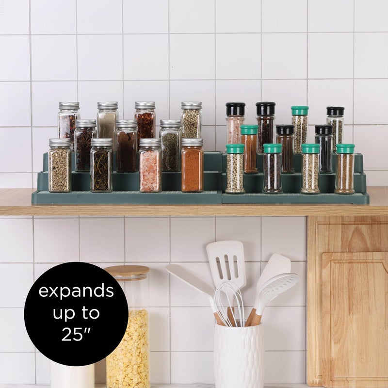 SIMPLEMADE 3-Tier Spice Rack Organizer - Versatile Storage Shelf for Kitchen, Bathroom, Bedroom & Office, Set of 1, Expandable Sage - Image 3
