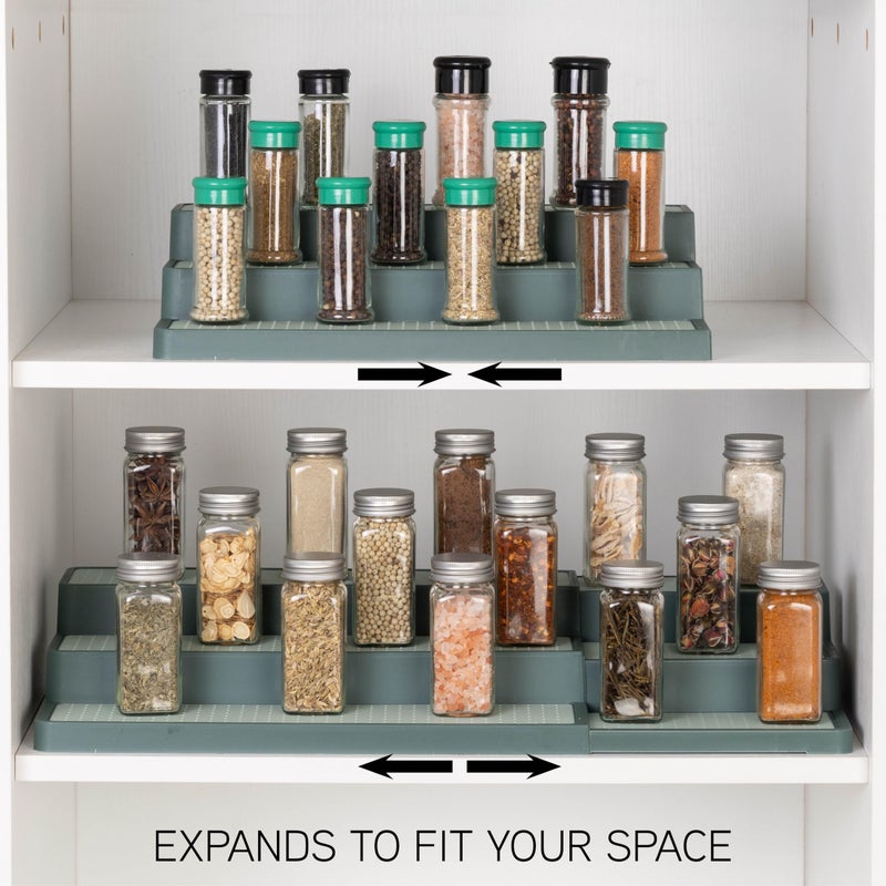 SIMPLEMADE 3-Tier Spice Rack Organizer - Versatile Storage Shelf for Kitchen, Bathroom, Bedroom & Office, Set of 1, Expandable Sage - Image 2