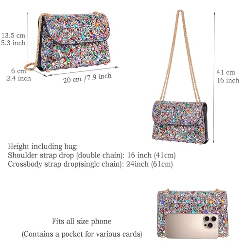 BBTT.ful Shoulder Bags Crossbody Bag Purses Handbags Crystals Rhinestone Evening Bag for Women Clutch Purse with Chain (black and colorful) - Image 4