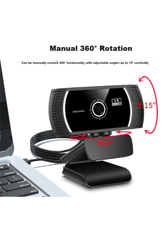 Gesobyte Jixuan C506 2k Ultra Hd Webcam With Auto Focus, Wide-angle Video Call, Conference, Online Teaching, Exam, Postgraduate Entrance Exam, Home Use, Laptop And Desktop Usb Plug-and - Image 3