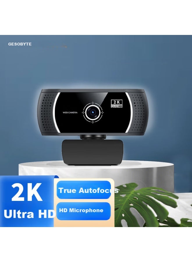 Gesobyte Jixuan C506 2k Ultra Hd Webcam With Auto Focus, Wide-angle Video Call, Conference, Online Teaching, Exam, Postgraduate Entrance Exam, Home Use, Laptop And Desktop Usb Plug-and - Image 1