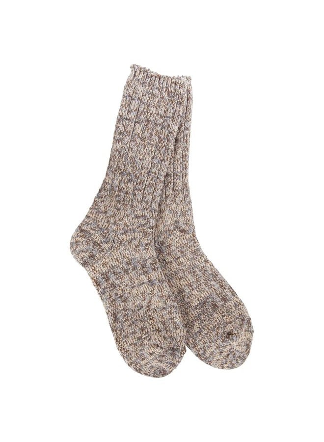 Weekend Collection Women's One Size Polyester Ragg Crew Socks, Nutty, 6-11