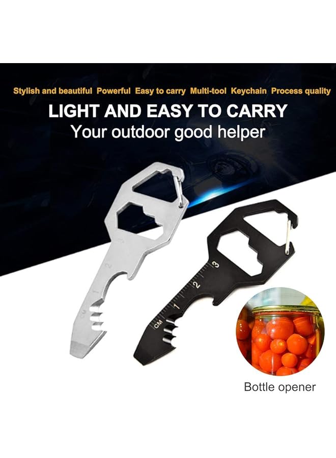 Keychain Bottle Opener Multi Tool 100% Stainless Steel Edc Gadget 6 Tools In 1 [Bottle Opener Wrench Screw Driver Measuring Ruler Cutter Etc.] Universal Everyday Carry Pocket And Backpack Tool  - Image 2