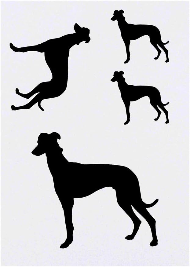 4 x Greyhound Silhouette Temporary Tattoos Water Resistant SkinSafe NonToxic Transfers Mixed Sizes TO00012838