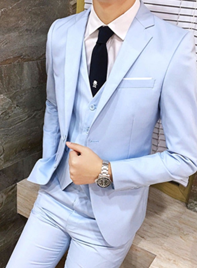 Business Casual Suit 3 Piece Light Blue