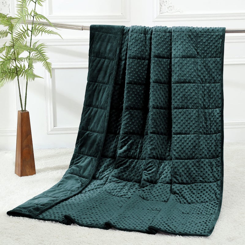 Alomidds Weighted Blanket Luxury Velvet Heavy Blankets for Adults and KidsWarm and Breathable Soft and Comfort Minky Gravity Blanket with Glass Beads 48x7212lbs Twin Size  Green