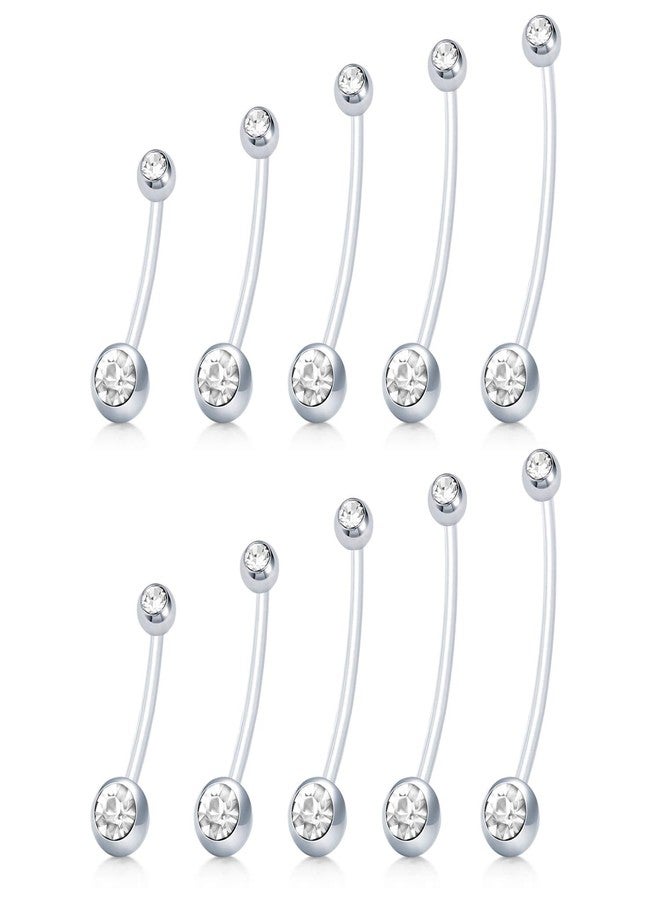 MODRSA 8-10pcs Pregnancy Maternity Belly Button Rings Flexible Bioplast Long Bar Navel Rings Retainer Body Piercing 14G 1&1/2 Inch Length - Image 1