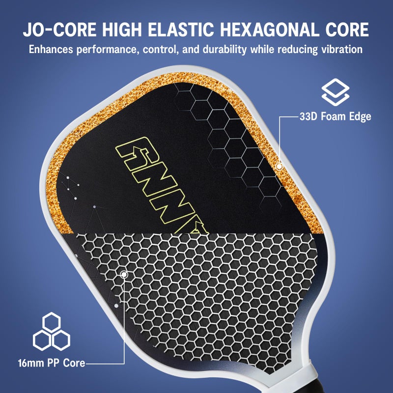 OLANNY Pickleball Paddles - Premium Rackets Face & Polymer Honeycomb Core Includes 4 Pickleball Paddles+ 2 Indoor Balls+ 2 Outdoor Balls+ 1 Portable Carry Bag - Image 4
