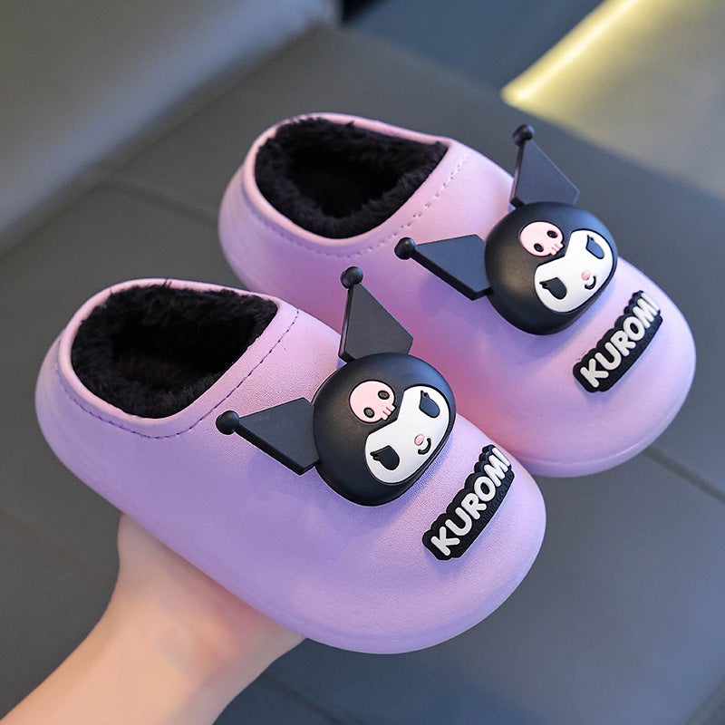 Sanrio Winter Kidsren'S Cotton Slippers For Boys And Girls Waterproof And Warm Kuromi Non-Slip Fleece-Lined Baby Bag Heel Cotton Slippers - Image 2