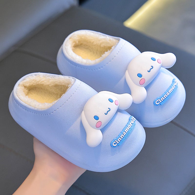 Sanrio Winter Kidsren'S Cotton Slippers For Boys And Girls Waterproof And Warm Kuromi Non-Slip Fleece-Lined Baby Bag Heel Cotton Slippers - Image 1