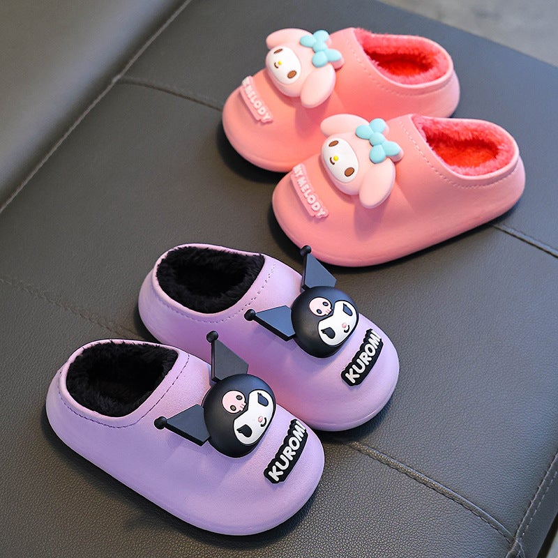 Sanrio Winter Kidsren'S Cotton Slippers For Boys And Girls Waterproof And Warm Kuromi Non-Slip Fleece-Lined Baby Bag Heel Cotton Slippers - Image 3