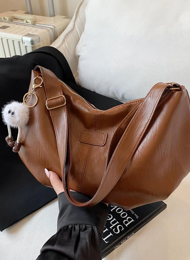Take Two Brown Faux Leather Shoulder Bag