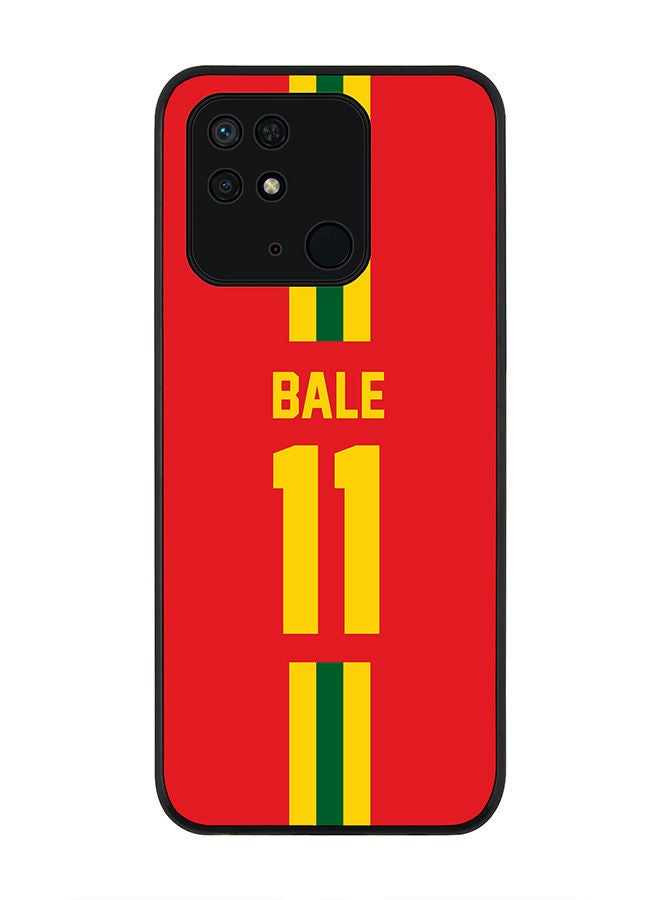 Stylizedd Rugged Black edge case for Redmi 10C 4G  Slim fit Soft Case Flexible Rubber Edges Anti Drop TPU Gel Thin Cover - Football Team - Wales Player Name - Bale - Image 1