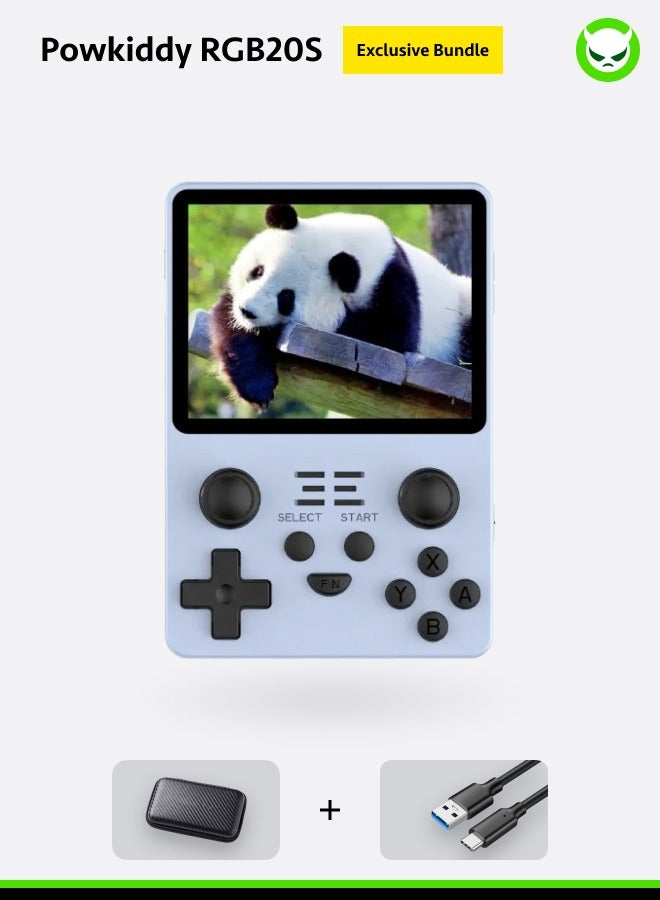Powkiddy RGB20S Handheld Game Console 4:3 HD 640*480 IPS-LCD Quad-core 64Bit A7 CPU, Mali-G31 GPU, FPS Perfect 60HZ Gifts Package【 RGB20S-Blue-128GB over 21000 ROMs Playable】 - Image 1