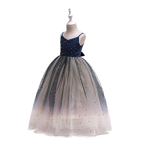 Glamulice Champagne Flower Girls Dresses Wedding Bridesmaid Princess Spaghetti Strap Sparkle Tulle Ombre Dress Birthday Party Pageant Dance Ballgown Navy Blue Girl Fancy Holiday Formal Maxi Gown 11 12 - Image 5