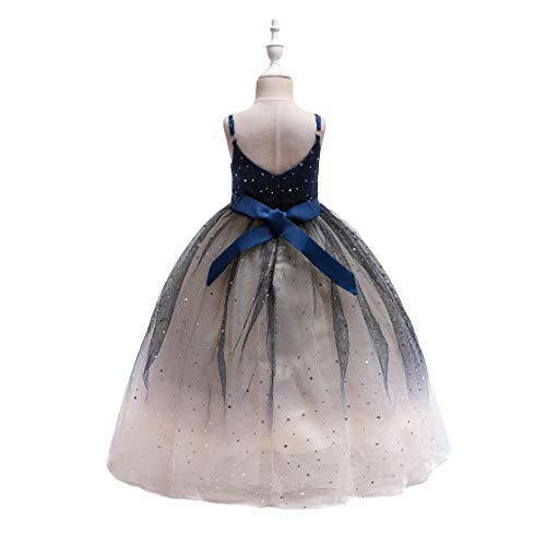 Glamulice Champagne Flower Girls Dresses Wedding Bridesmaid Princess Spaghetti Strap Sparkle Tulle Ombre Dress Birthday Party Pageant Dance Ballgown Navy Blue Girl Fancy Holiday Formal Maxi Gown 11 12 - Image 4