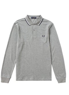 FRED PERRY Essential Logo Printed Polo Shirt Grey  - Image 1