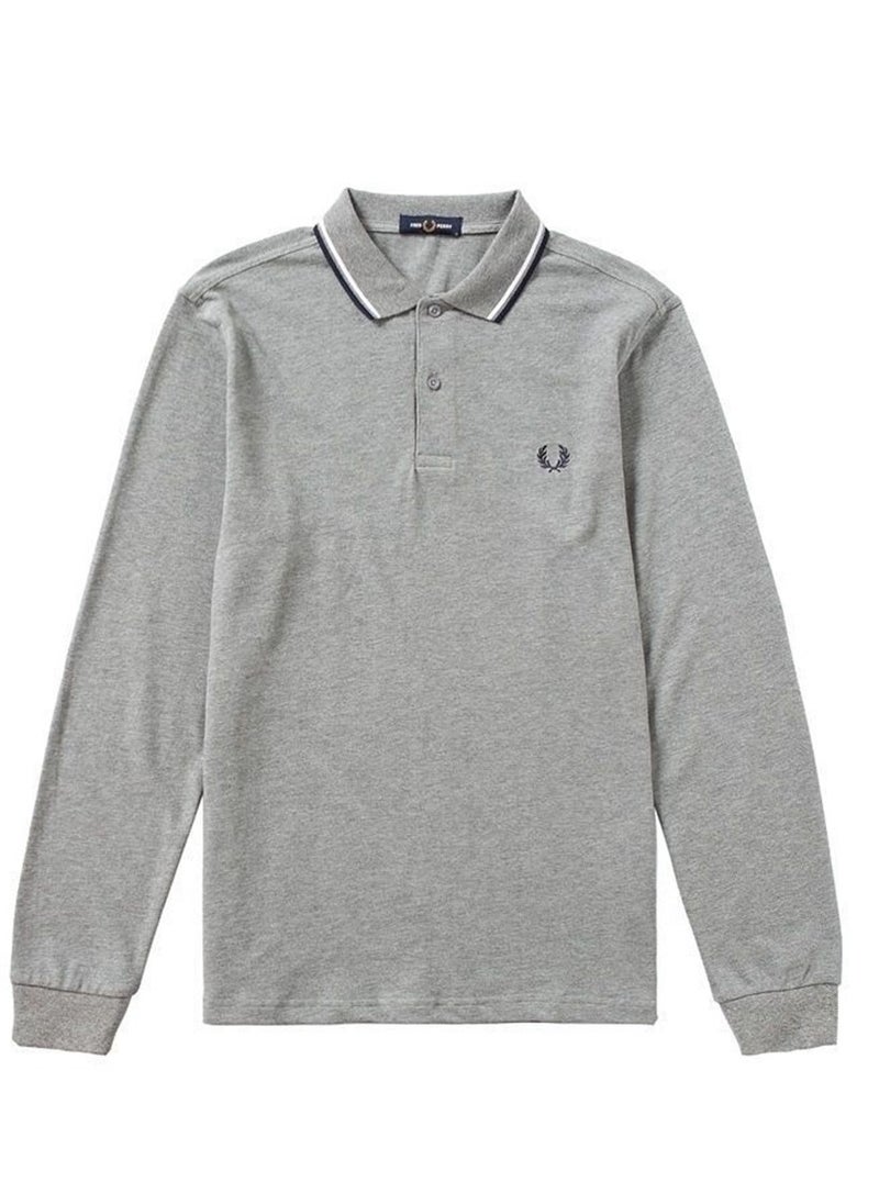 FRED PERRY Essential Logo Printed Polo Shirt Grey  - Image 1