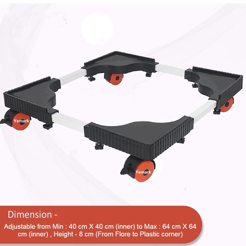 Yemark Adjustable Top Load Automatic Washing Machine Stand Refrigerator Stand Stand For Fridge Stand For Dishwasher StandTrolley with Wheels Size 40 x 40cm to 64x 64cm ORANGE - Image 4