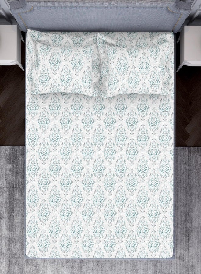 Welspun 132 Tc 100% Cotton Bedsheet for Double Bed with 2 Pillow Cover | Breathable & Soft King Size Bedsheet | (108 X 108 Inch) - Light Green| Serene - Image 3