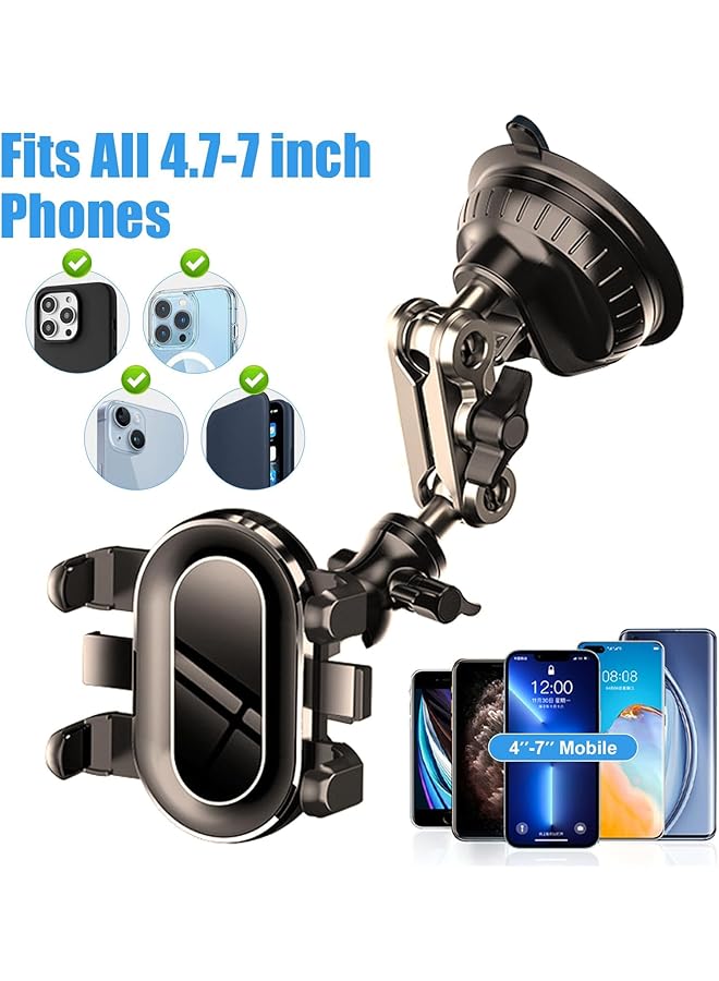 KASTWAVE Heavy-Duty Car Phone Mount - 360° Rotating Suction Cup Holder For Video Recording, Vlogging & Live Streaming, Universal Dashboard/Windshield/Sunroof Mount (Black, 1.5Lb Capacity) - Image 4