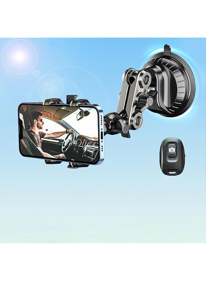 KASTWAVE Heavy-Duty Car Phone Mount - 360° Rotating Suction Cup Holder For Video Recording, Vlogging & Live Streaming, Universal Dashboard/Windshield/Sunroof Mount (Black, 1.5Lb Capacity) - Image 1