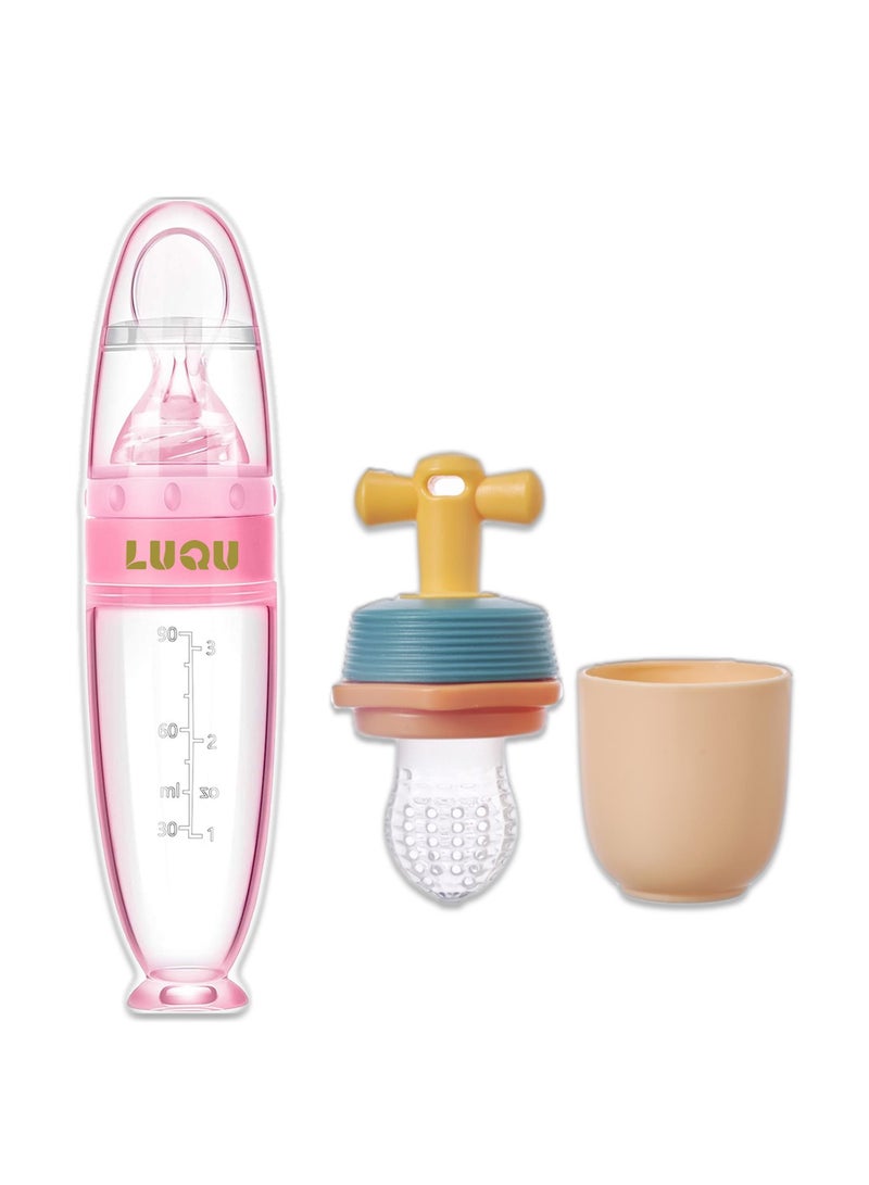 لوكو اداة تغذية اغذية الاطفال للفاكهة و الخضروات لتخفيف الام التسنين، ملعقة ضغط من السيليكون الناعم لتغذية الطفل في المرحلة الاولى - Image 1