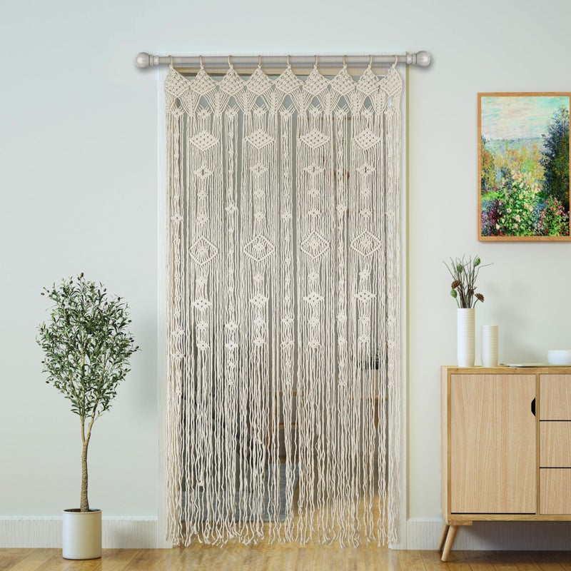 Transcosy Macrame Curtain Boho Doorway CurtainsHandmade String Backdrop Panel Hippie Door Hanging Wedding Decor Arch Curtain Room Divider Bohemian Wall Cover Window Bedroom Doors Diamond