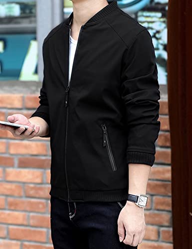 Lentta Men's Slim Fit Lightweight Softshell Bomber Jacket Coat Fall Jackets For Men (XX-Large, Black) - Image 3