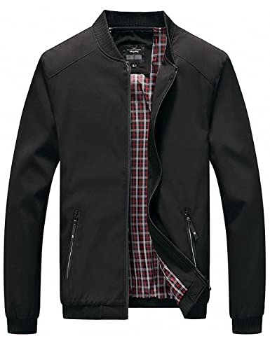 Lentta Men's Slim Fit Lightweight Softshell Bomber Jacket Coat Fall Jackets For Men (XX-Large, Black) - Image 1