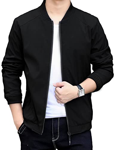 Lentta Men's Slim Fit Lightweight Softshell Bomber Jacket Coat Fall Jackets For Men (XX-Large, Black) - Image 2