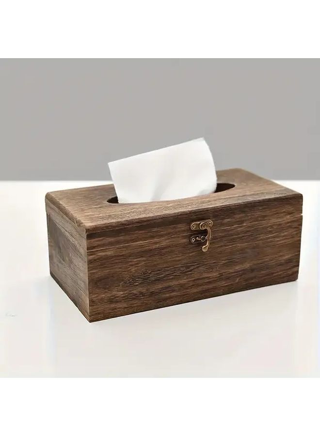 New Wooden Paper Box Flip Cover Carbon Burning Color Tissue Box Large Durable Simple Design For Home Office Hotel Easter Anniversary Gift - Image 1