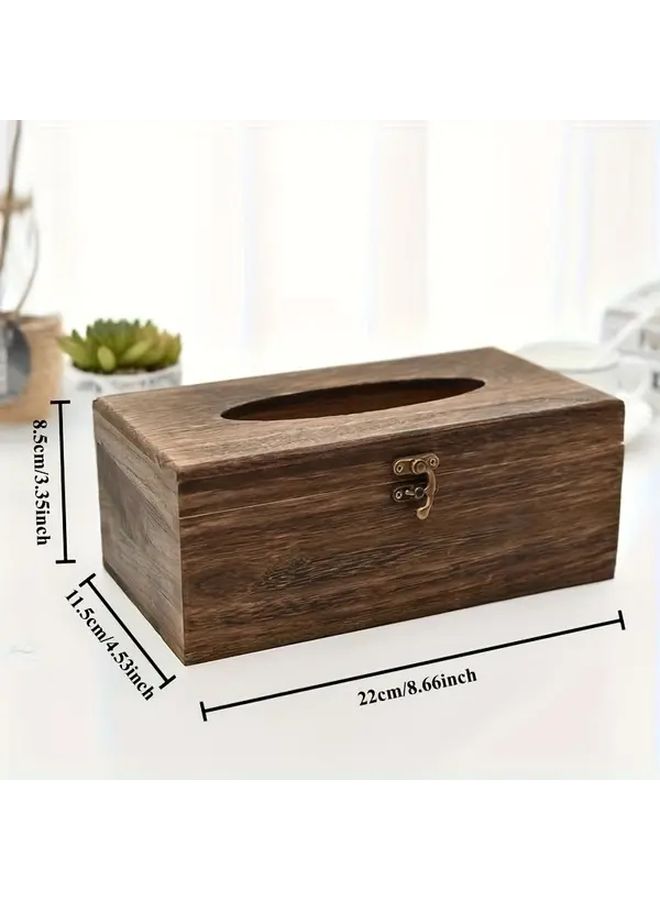 New Wooden Paper Box Flip Cover Carbon Burning Color Tissue Box Large Durable Simple Design For Home Office Hotel Easter Anniversary Gift - Image 3