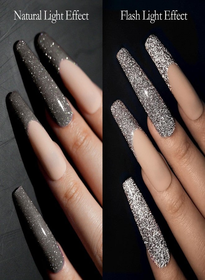 CANNI Black Glitter Gel Polish - Reflective, Sparkly & Shimmery UV/LED Soak-Off Gel Nail Polish, DIY Manicure, Salon-Quality, Disco Shine for Women & Girls - Image 3