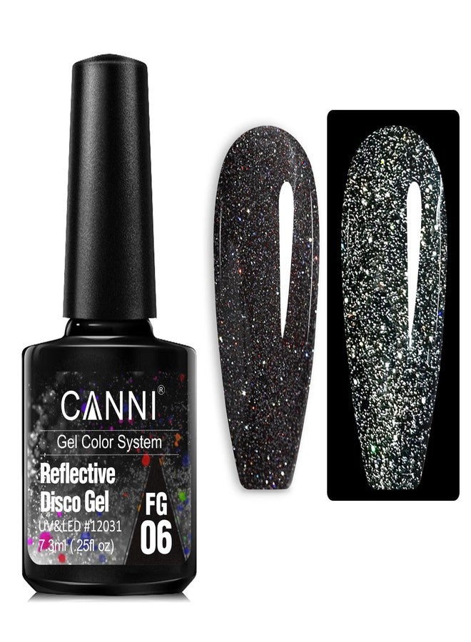 CANNI Black Glitter Gel Polish - Reflective, Sparkly & Shimmery UV/LED Soak-Off Gel Nail Polish, DIY Manicure, Salon-Quality, Disco Shine for Women & Girls - Image 1