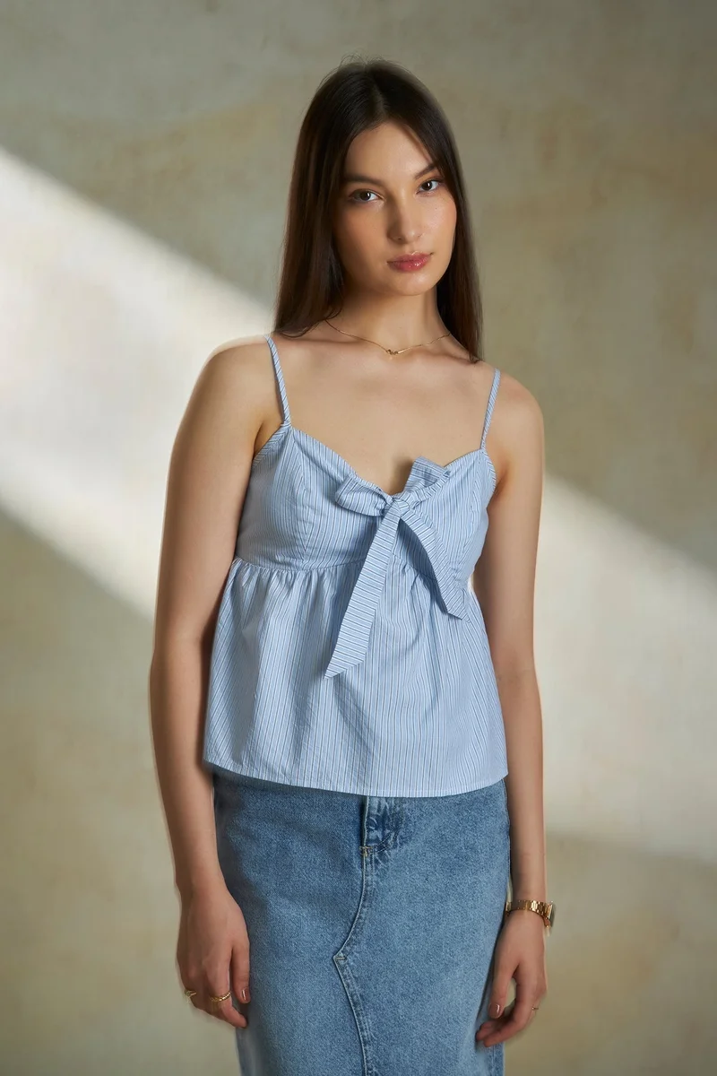 Virgio Cotton Cami Daywear Tops With Bow Detail for Women