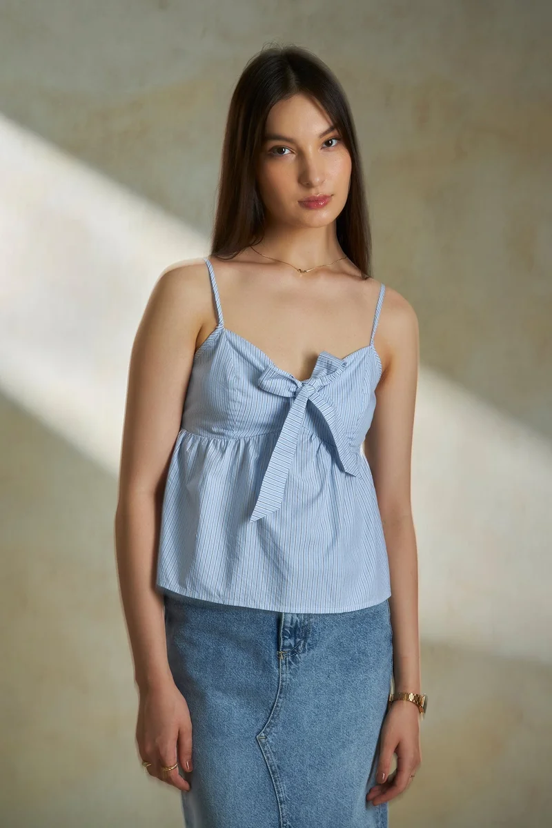 Virgio Cotton Cami Daywear Tops With Bow Detail for Women