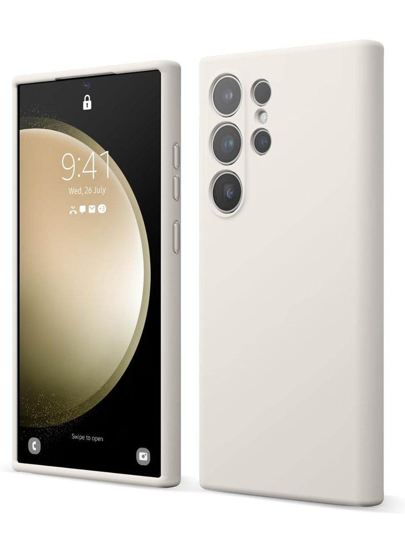 Silicone Case for Samsung S24 Ultra , Silky Soft Touch Full-Body Protective Phone Case, Anti-Scratch Shockproof Cover with Microfiber Lining (OFF-WHITE) - Image 1
