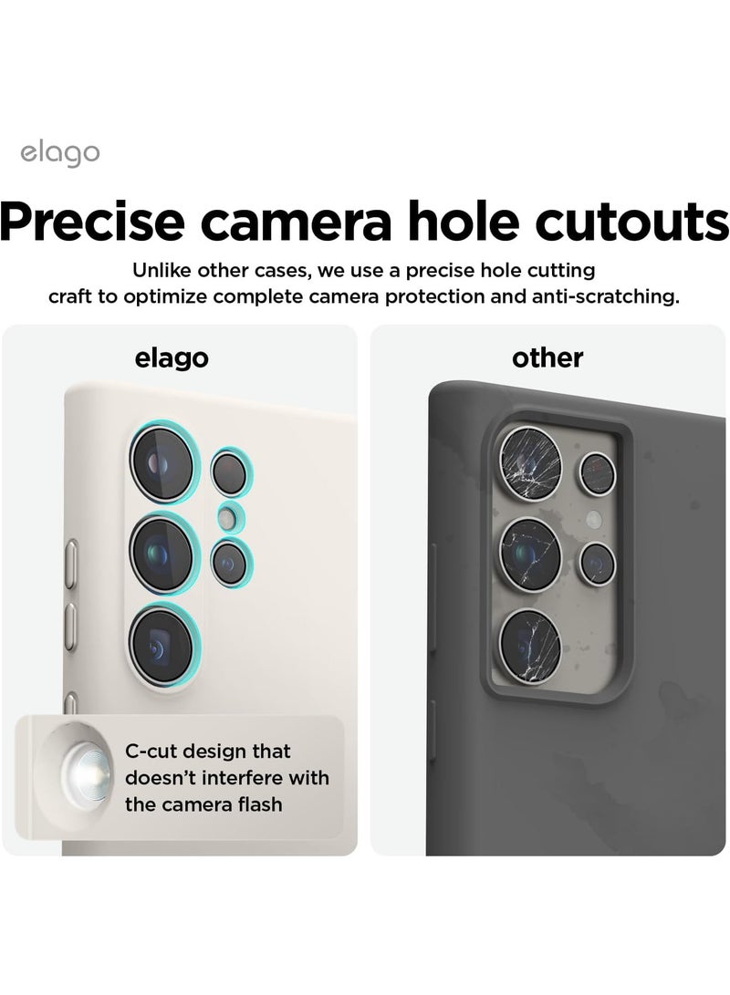 Silicone Case for Samsung S24 Ultra , Silky Soft Touch Full-Body Protective Phone Case, Anti-Scratch Shockproof Cover with Microfiber Lining (OFF-WHITE) - Image 2